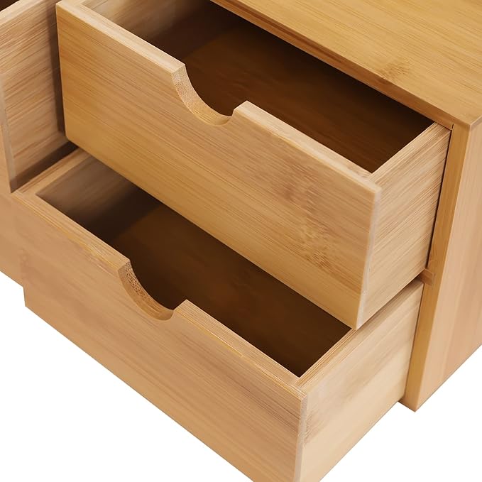 Gdrasuya10 Office Storage Supplies Table Organizer For Desk,Holder Desk Organizer Box With 3 Drawers Makeup Stationery Holder