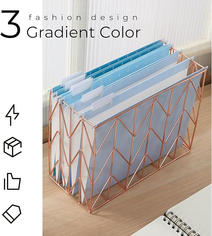 Y YOMA 18 Pack Gradient Hanging File Folders Letter Size Decorative Hanging Folder Pretty File Folder Organizer for Filing Cabinet Office Home with 1/5-Cut Adjustable Tabs, Lake Blue
