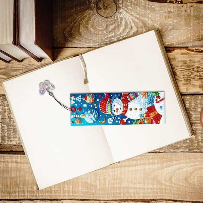 ARTopet 6Pcs DIY Diamond Art Painting Bookmarks with Colorful Butterfly Pendant PET Bookmark Ornament Double Sided Pattern Single Sided Diamond Book Marker Clip Gifts Tags-02