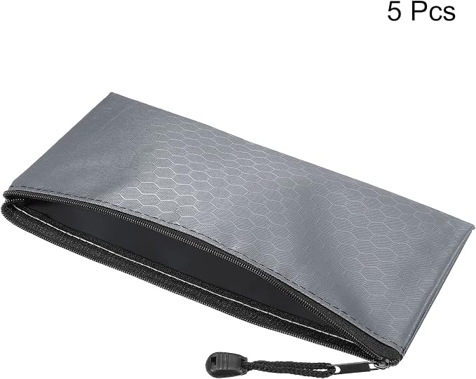 PATIKIL Waterproof Zipper File Bags, 5 Pack A6 Size Document Pocket Storage Organizer Pouch for Travel Office Supply, Gray