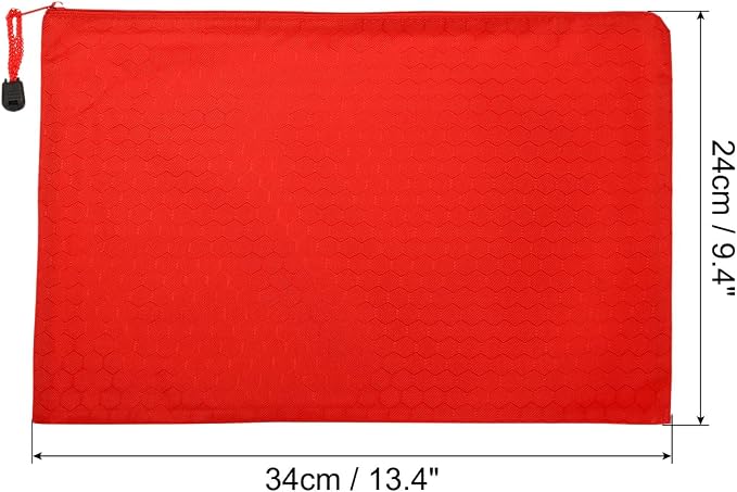 PATIKIL Waterproof Zipper File Bags, 3 Pack A4 Document Holders Pencil Pouch for Office, Red