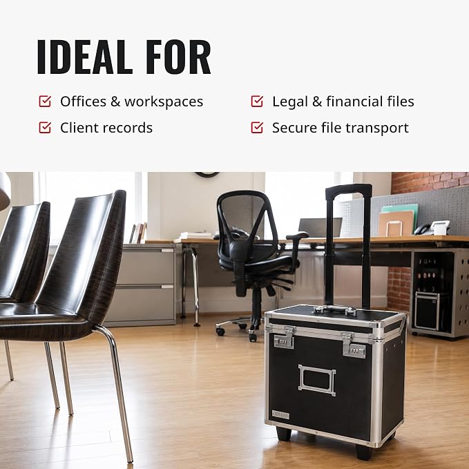 Vaultz Locking Mobile Business Case, Letter Size, 11 x 14.75 x 13.75 Inches, Black (VZ00348)
