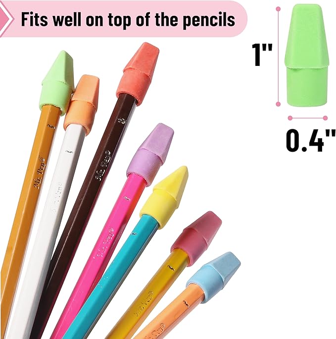 Mr. Pen- Pencil Erasers Toppers, 120 Pack, Colorful, Latex Free, No Smudge, Mr Pen Erasers for Pencils