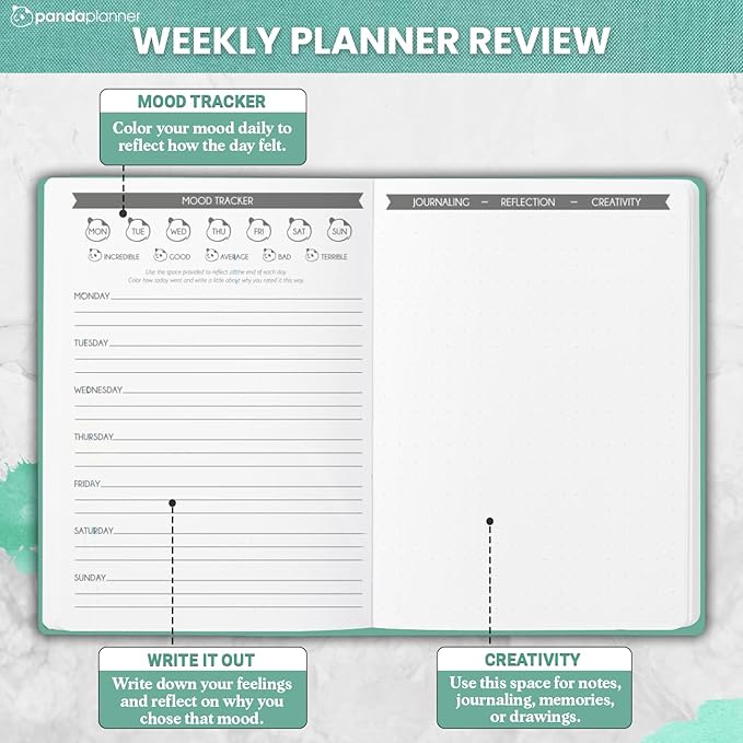 Panda Planner Mental Health Journal, Green