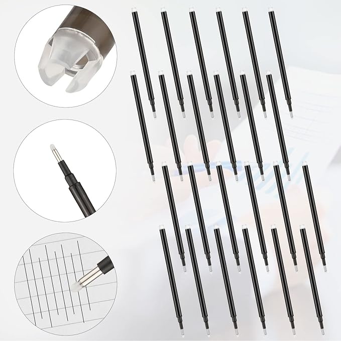 Zonon 24 Pcs Erasable Pen Refills 0.7 mm Gel Ink Refills Medium Fine Point Erasable Pens Lead for Writing Planner and Crossword Puzzles(Black)