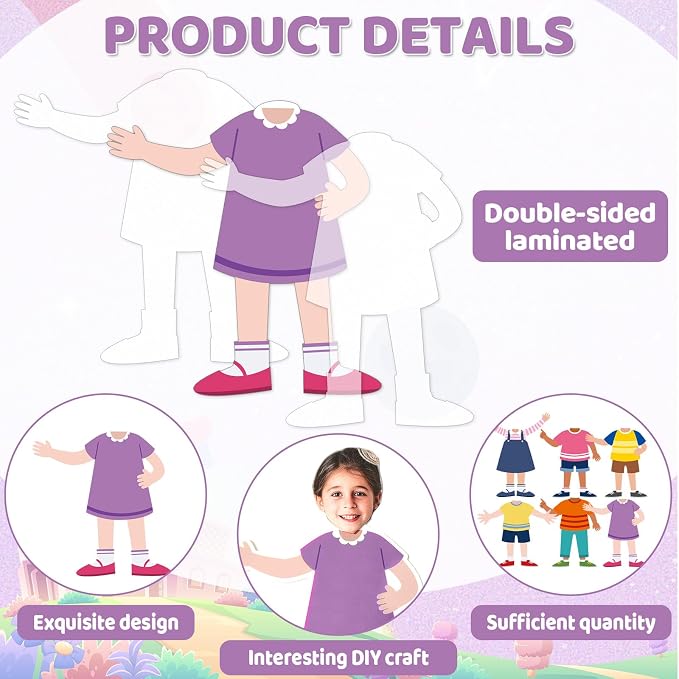 60Pcs Back to School Paper Cutouts Diverse Students Bulletin Board Student Diversity DIY Photo Craft Cutout All are Welcome Diversity Classroom Supplies for First Day of School Chalkboard Wall Decor