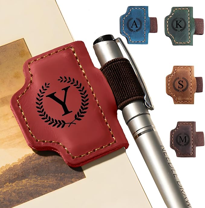 MOTEERLLU Custom Magnetic Bookmarks for Women Men, Leather Book Marker Gifts for Book Lovers, Readers, Teachers, Mom, Personalized Initial Bookmark Holder Page Marker for Reading