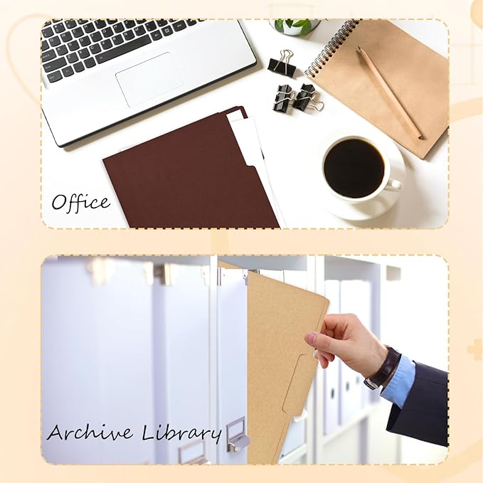 12 Pcs Brown File Folders Letter Size Colored Manilla File Folders with 1/3-cut Tabs Decorative File Pockets for Office School Business Home Organizer (12, Brown Series)