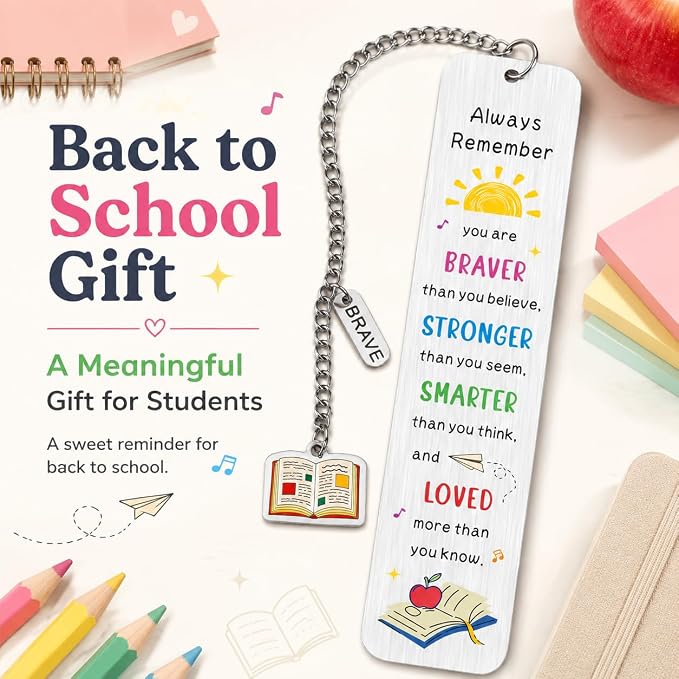 Back to School Supplies for Kids Girls Boys, Kindergarten School Supplies for Kid Girls Teens, Dorm Room Essentials Girl Boys 5th 6th Students, Senior Night Gift Bookmark