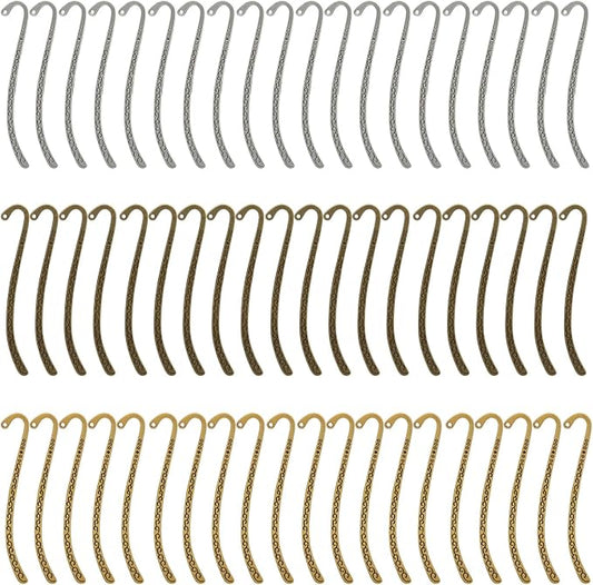 Elegant Metal Bookmarks - Vintage Carved Design with Loop for DIY Beading, Tassels & Hairpin for Readers, Writers & Book Lovers, Robust Alloy Rust-Free Book Markers (Set of 60)