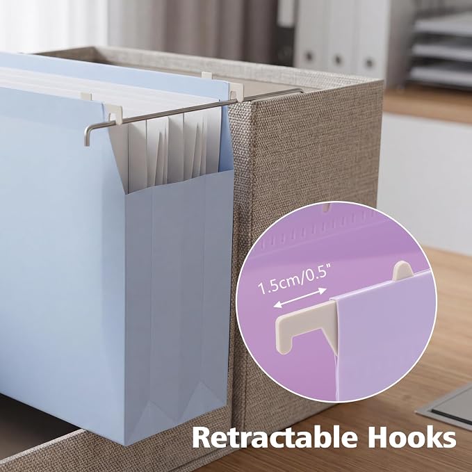 Plastic Extra Capacity Hanging File Folder Folders, 4" Expansion Hanging Organizer Designed for Bulky Files,Letter Size, Retractable Hooks,Movable Dividers, Insertable Tabs, 6 Pack