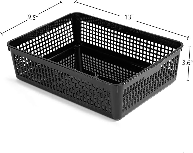 Aebeky A4 Size Plastic Paper Storage Trays,Desktop File Organizer Baskets,6-Packs (Black)