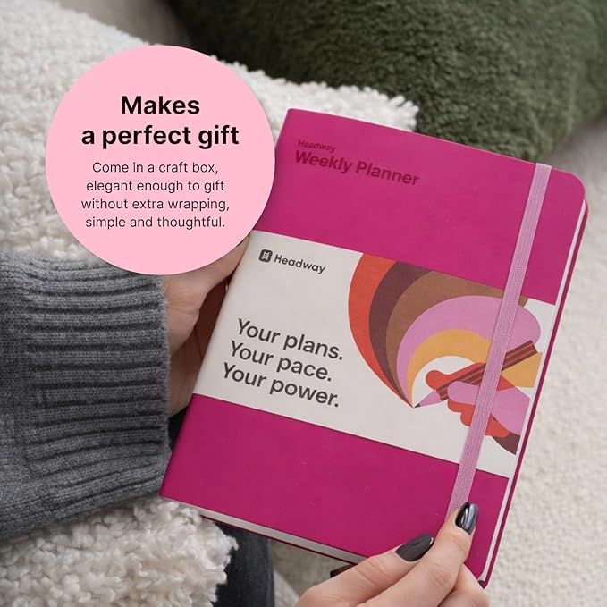 Headway 2026 Planner, 3-Month Leather Soft Cover Calendar Planner for Women, 8.2" x 6.5", Agenda & To-Do List Book with Bookmark, Undated Daily & Weekly Pages, Organizer for School Home Office, Pink