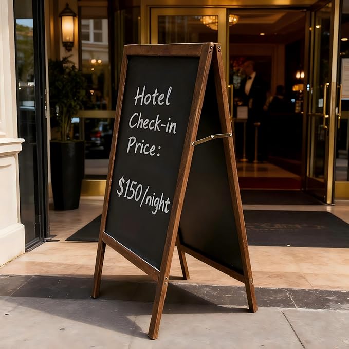 A-Frame Chalkboard Sign Large 40" x 20" Double-Sided Outdoor Foldable Blackboard Magnetic Wooden Sidewalk Signs Standing Board for Cafes & Events