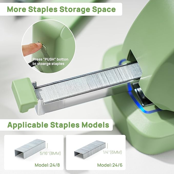 Electric Stapler for Desk Value Pack, 45 Sheet Capacity, Includes 1500 Staples & Staple Remover, No-Jam, Faster Stapling, AC Adapter Powered, Saga Green