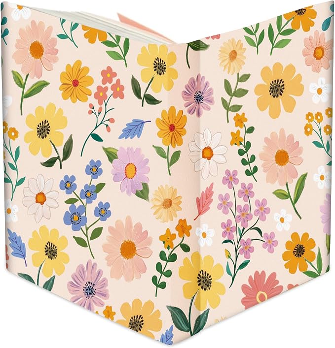 Anseal 1 Pack Floral Pattern Stretchable Book Sleeve Cover for Hardcovers Textbooks up to 9" x 12", Washable Reusable Book Protector with 2 Labels