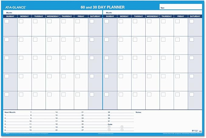 AT-A-GLANCE AAGPM33328-30/60-Day Undated Horizontal Erasable Planner, Wall Calendar