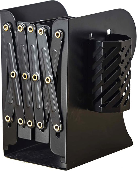 Adjustable Book Ends for Heavy Books, Metal Expandable Bookends for Shelves, Book Organizer Stopper Holder for Desk, Kids Room, Classroom, Office, Library (Black)
