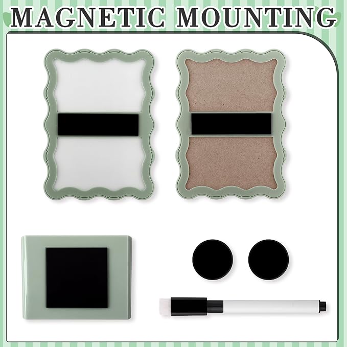 Jingmore Scalloped Magnetic Locker Accessories Kit Sage Green Back to School Essentials 6 Pieces Includes Whiteboard Mirror and Organizing Supplies Cute Locker Organizer Decoration for School