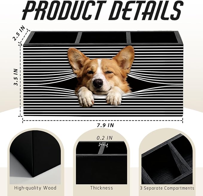 Funny Corgi Pen Pencil Holder for Desk, Corgi Lovers Gifts for Women Men, Dog Mom Lovers Gifts, Dog Office Decor Wooden Box Sign Decorations for Home Office Bedroom Desk Tabletop