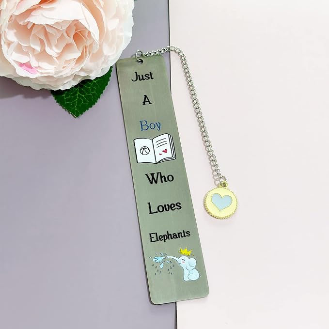 Elephant Bookmarks Cute Best Friend Man Teens Distance Accompany Just a Boy who loves Elephants Son Brother Grandson Godson Book Accessory Personalised Birthday Valentines Day Elephant Christmas Gifts