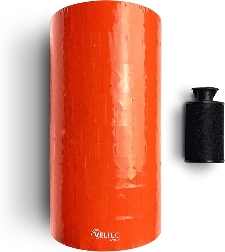 Fluorescent Red Labels for Monarch Paxar 1131 One-Line Price Gun, 2 Sleeves, 16 Rolls Pricemarking with 2 Ink Rolls