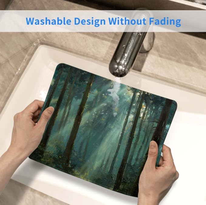 Voltique Mouse Pad Small Desk Mat, Forest Computer Mousepad with Stitched Edges Non-Slip, Keyboard Mouse Pad for Desktop Office Desk Accessories
