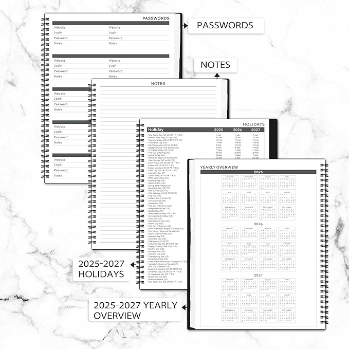 Monthly Planner 2025-2026 - 2025-2027 Monthly Planner, 24 Months, 9'' x 11'', JUL. 2025 - JUN. 2027 with Inner Pocket, Coated Tabs