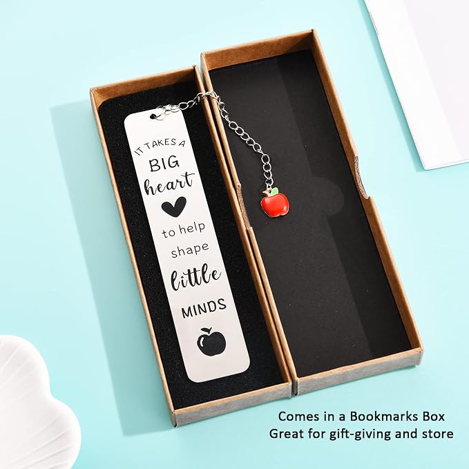 Teacher Gifts for Women Men, 2026 Teacher Graduation Thank You Gifts - It Takes A Big Heart to Help Shape Little Minds Metal Bookmark Birthday Christmas Retirement Teacher Gifts from Students