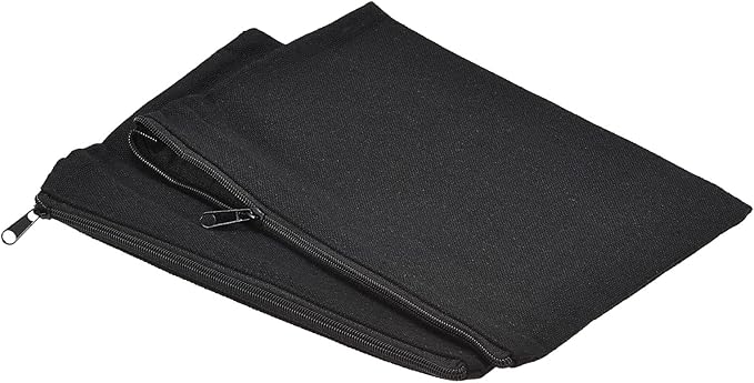 PATIKIL Canvas Zipper Pouch, 10 Pack Blank DIY Bags Craft Pencil Case Organizer Pockets for Travel Storage Accessory, Plain Black