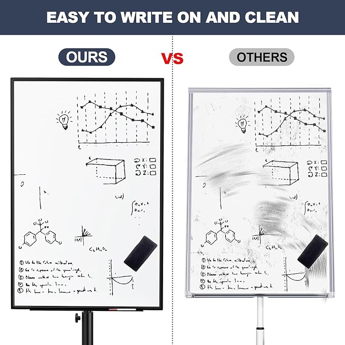 TANKEE Mobile Whiteboard Dry Erase - 40 x 26 Inches Portable Magnetic White Board Easel Flip Chart Stand with 25 Sheets Paper Pad