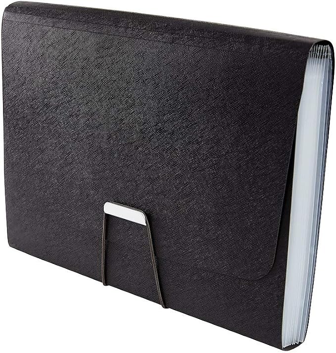 Staples Reinforced Expanding File, 13‑Pocket Accordion Organizer, Letter Size, Heavy‑Duty Poly Construction, Black