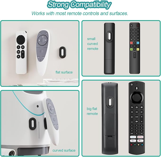 Freewindo Magnetic Remote Control Holder Wall Mount, 5 Pack TV Remote Holder Wall Mount, Silicone Remote Organizer Magnetic Remote Holder for Bed, TV, Ceiling Fan and Air Conditioner (Black)