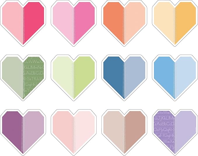 Carson Dellosa Crafty and Cool 36pc Handmade Hearts Bulletin Board Decorations, Colorful Heart Decor for Bulletin Board, White Board, Cork Board, Valentines Day Decorations, and Classroom Decor