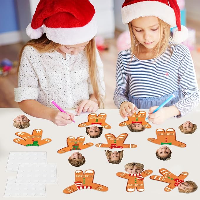 60Pcs Christmas Gingerbread Cutouts Christmas Bulletin Board Decoration Gingerbread Man DIY Photo Craft Cutouts Xmas Classroom Supplies for Teacher Student Winter Holiday Party School Home Wall Decor
