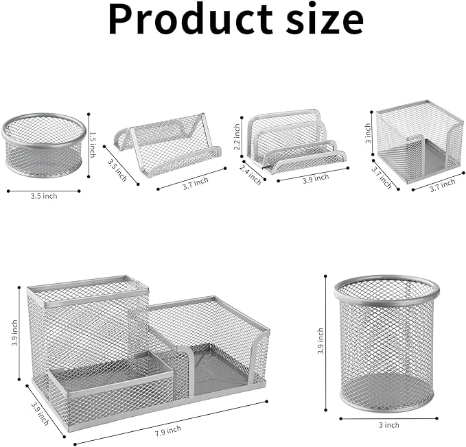 Desk Organizer for Office, 6 Pieces Mesh Desk Multi-functional Storage Set Office Supplies Accessories (Rose Gold)