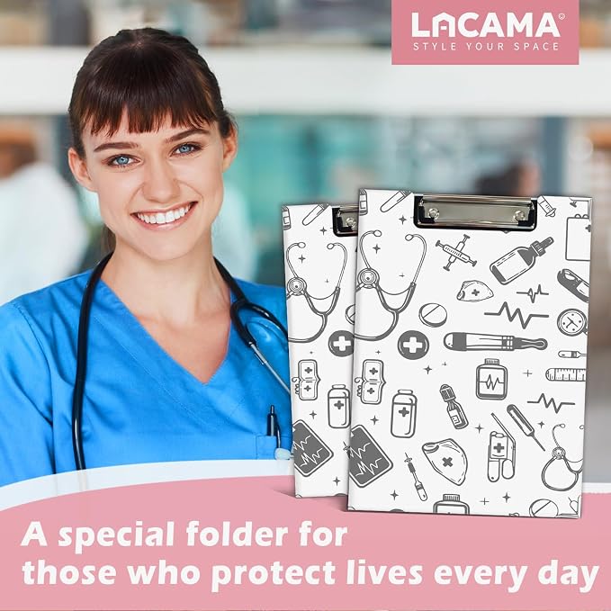 Lacama Cute Nurse Clipboard GIFS for Women, Nursing School Office Supplies, Nurse Appreciation Gifts Project Folders with Metal Clip for Nurses Students, Nurses Week Gifts
