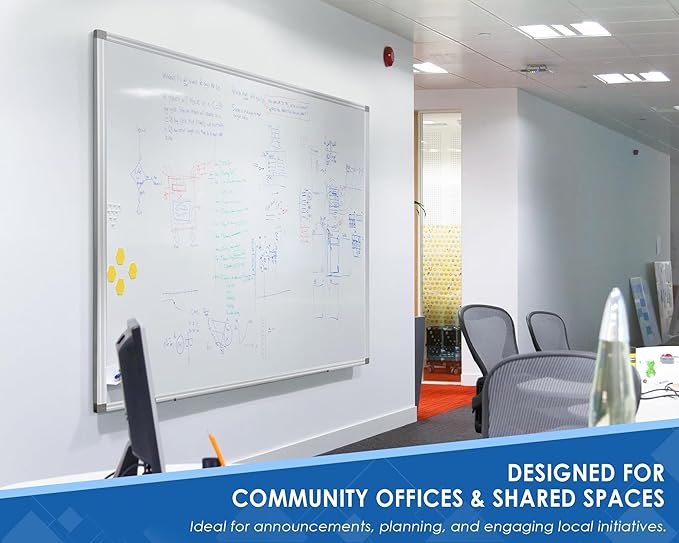 SWANCROWN Large Magnetic White Board 72 x 40 Inches with Thick Aluminum Frame, Large Dry Erase Board for Wall, with Magnetic Pen Holder & Long Marker Tray for Conference Room