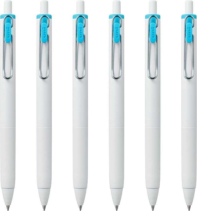 Uni-Ball one Retractable Gel Pens, Medium Point (0.7mm),Sky Blue Ink, 6 Pens