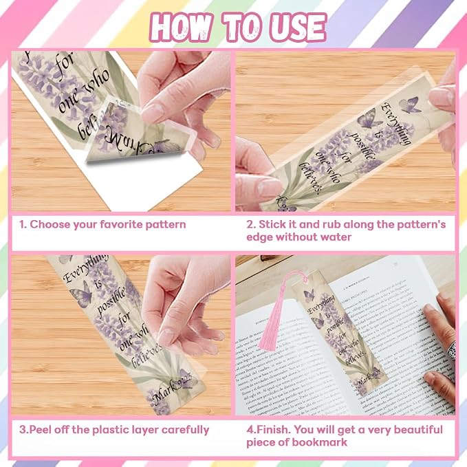 Peacoblue 30pcs UV DTF Bookmarks Transfer Stickers Wraps Vintage Flowers and Bible for Women Men Reading, Waterproof Bookmarkers Decal(No Blank Bookmarks) for Acrylic Plastic Metal Blank Bookmark