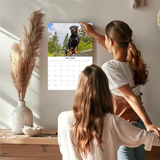 2025 2026 Rottweiler Calendar - Dog Breed Monthly Wall Calendar - 12" x 18" Open - Thick No-Bleed Paper - Giftable - Academic Teacher's Planner Calendar Organizing & Planning - Made in USA