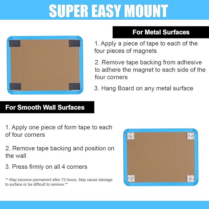 Magnetic Dry Erase Board for School Locker, 8.5" x 11", Blue-Framed with Marker and 2 Magnets - Small Whiteboard for School, Home, Office, Travel