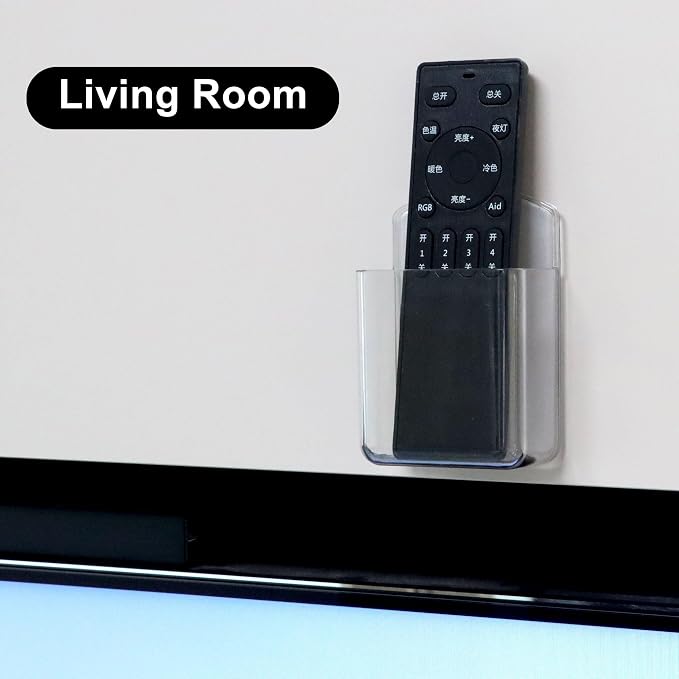 3 Pack Remote Control Holder Wall Mount, Adhesive Remote Holder with Screw Installation Storage Organizer for TV/Media/Air Conditioner Remotes For Home Office School Clear