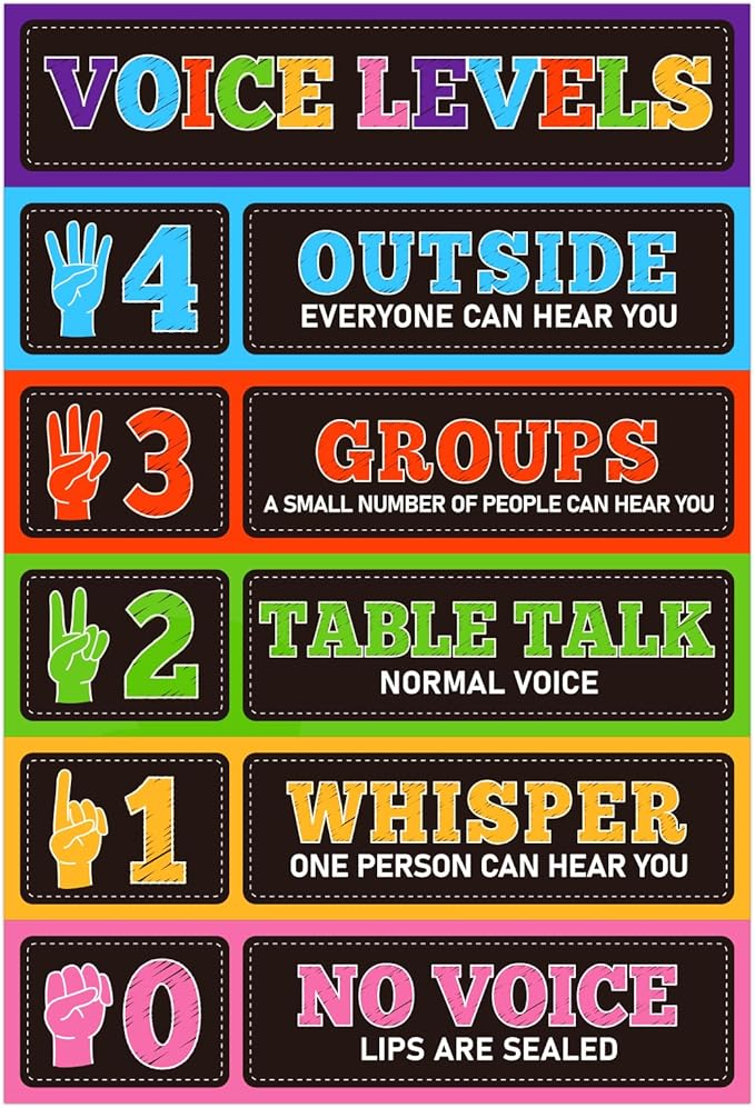 D24TIME Voice Level Chart for Classrooms - Waterproof 11.2''x 16.5'' Classroom Rules Poster Noise Levels Educational Sign Teacher Must Haves for Classroom Elementary Back to School Teachers Supplies