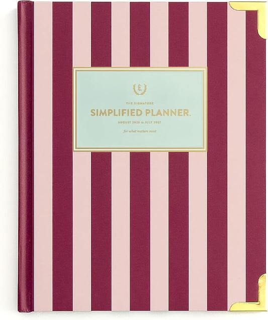 2026-2027 Weekly Planner by Emily Ley – Simplified Bookbound Planner Berry Stripe, August 2026–July 2027 – 12-Month Academic Year Organizer for Women