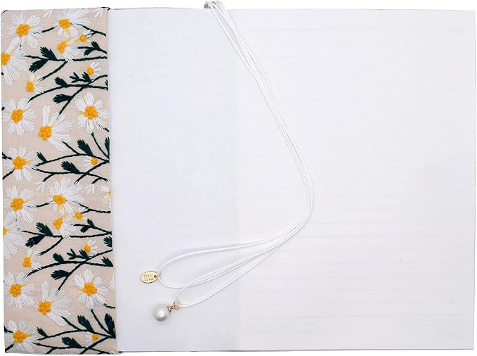 BLBMH A5 Journal Cover | Non-Stretch Fabric Notebook Sleeve with Bookmark, Handmade 5.5x8.3 Washable Privacy Protector for Paperback Bible Hardcover, Gift for Women - Daisy 2