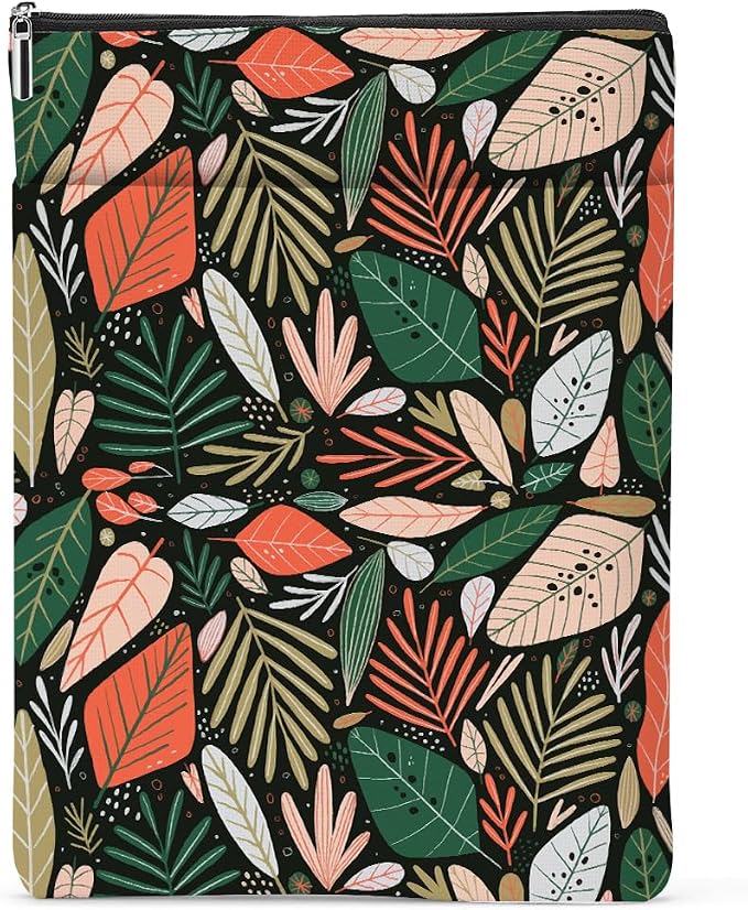 Book Sleeve Book Protector Book Pouch Book Lovers Gifts Bookish Gifts Book Cover with Zipper for Hardcover Paperback Washable Leaves Printed Gift Bag for Women Mom Grandma Birthday, BookCover