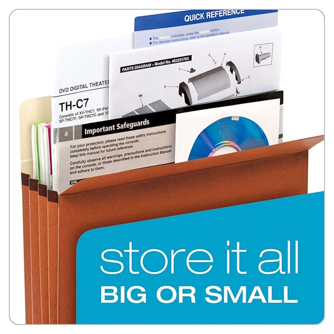 Pendaflex Expanding File Pockets, Letter Size, 5.25" Expansion, Reinforced with DuPont™ Tyvek® Material, Redrope, 10 per Box (1534G-OX)