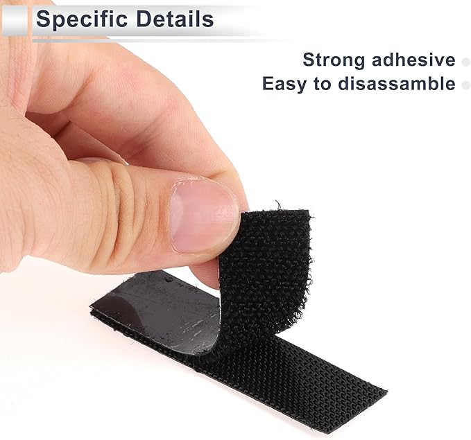 10 Pcs Universal Hook and Loop Tape Adhesive Back Double Sided Sticky-Back Home Office Phone Mount Adhesive Tape 0.79" x 2.76" Black