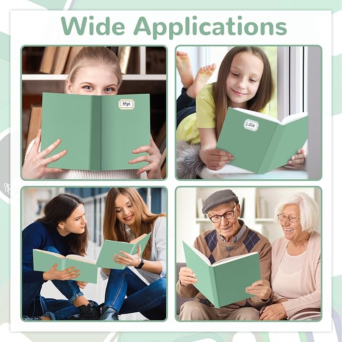 Jumbo Book Covers 7 Pack Reusable Fabric Book Cover Protective Books Covers 9 x 11 Inch Green Stretchable Books Sleeve Cover with Label Sticker for Most Hardcover Textbooks Up to 10 x 12.5 Inch